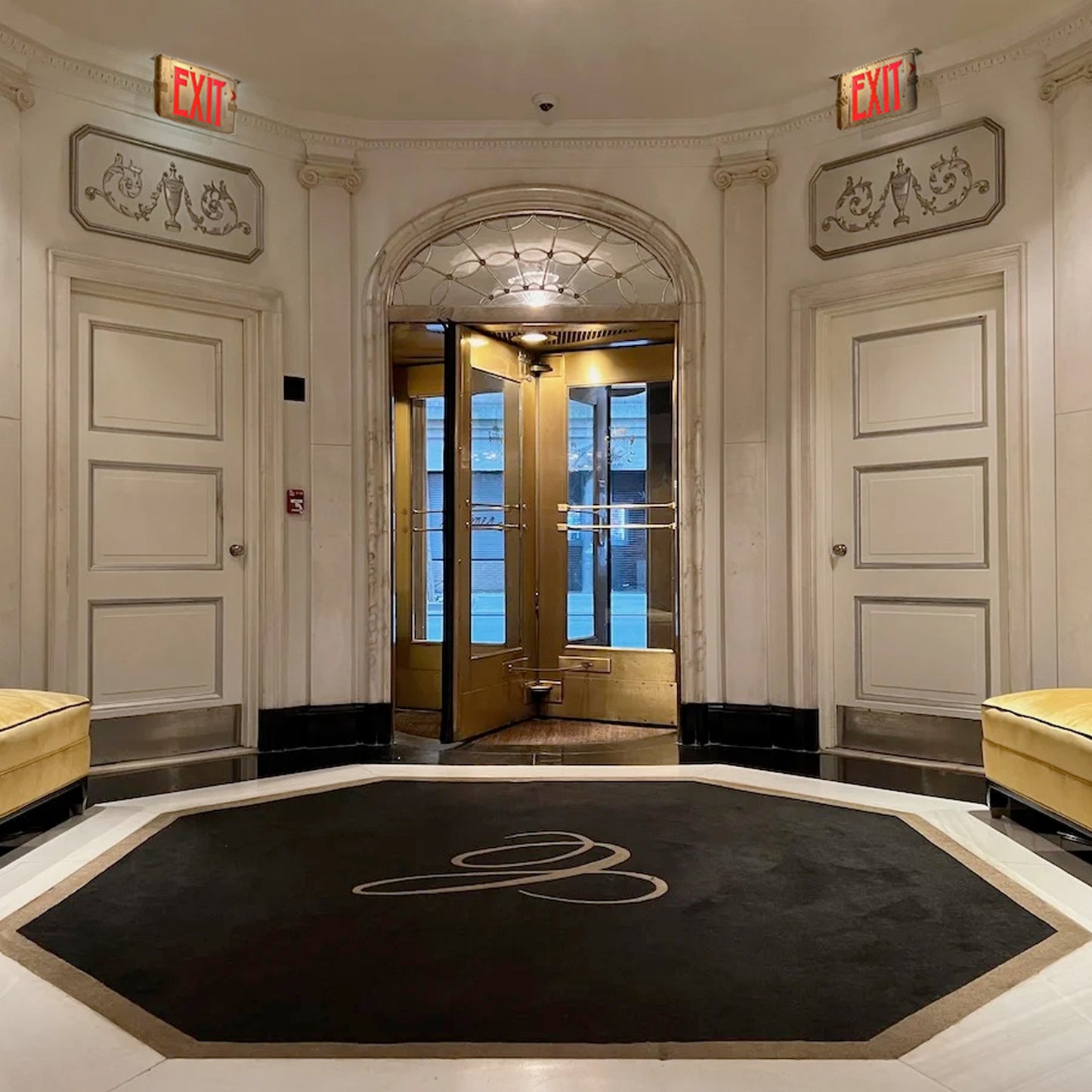 Lobby with Art Deco Exit Sign