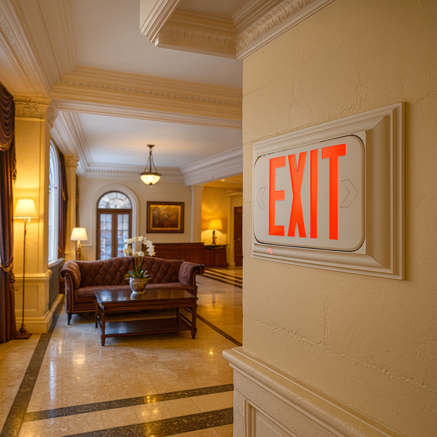 Square Crown Mold Exit Sign