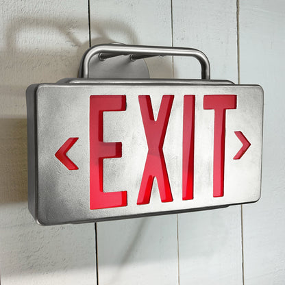 Contemporary Red exit sign on a white wall