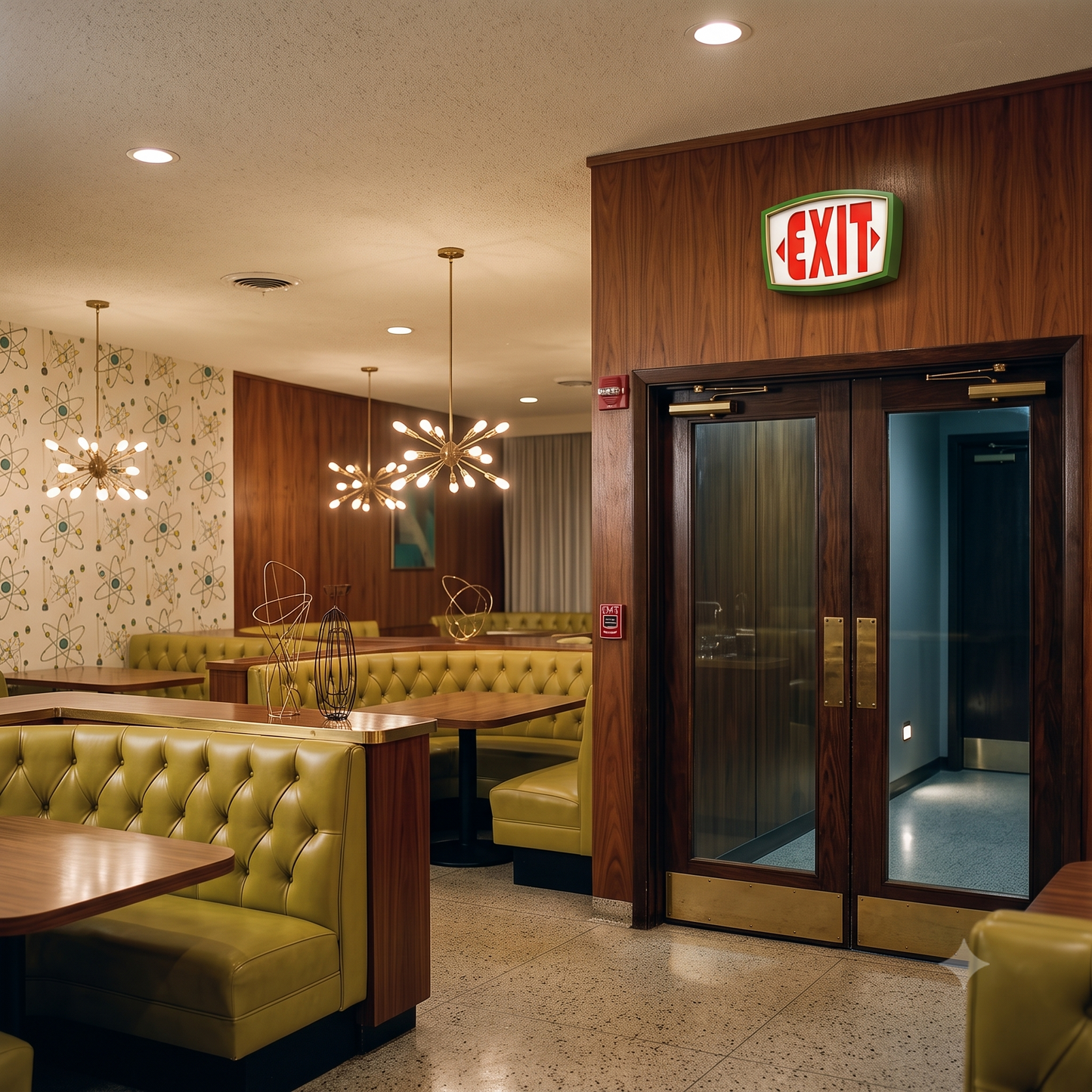 Retro Curve - Mid-Century Modern Exit Sign
