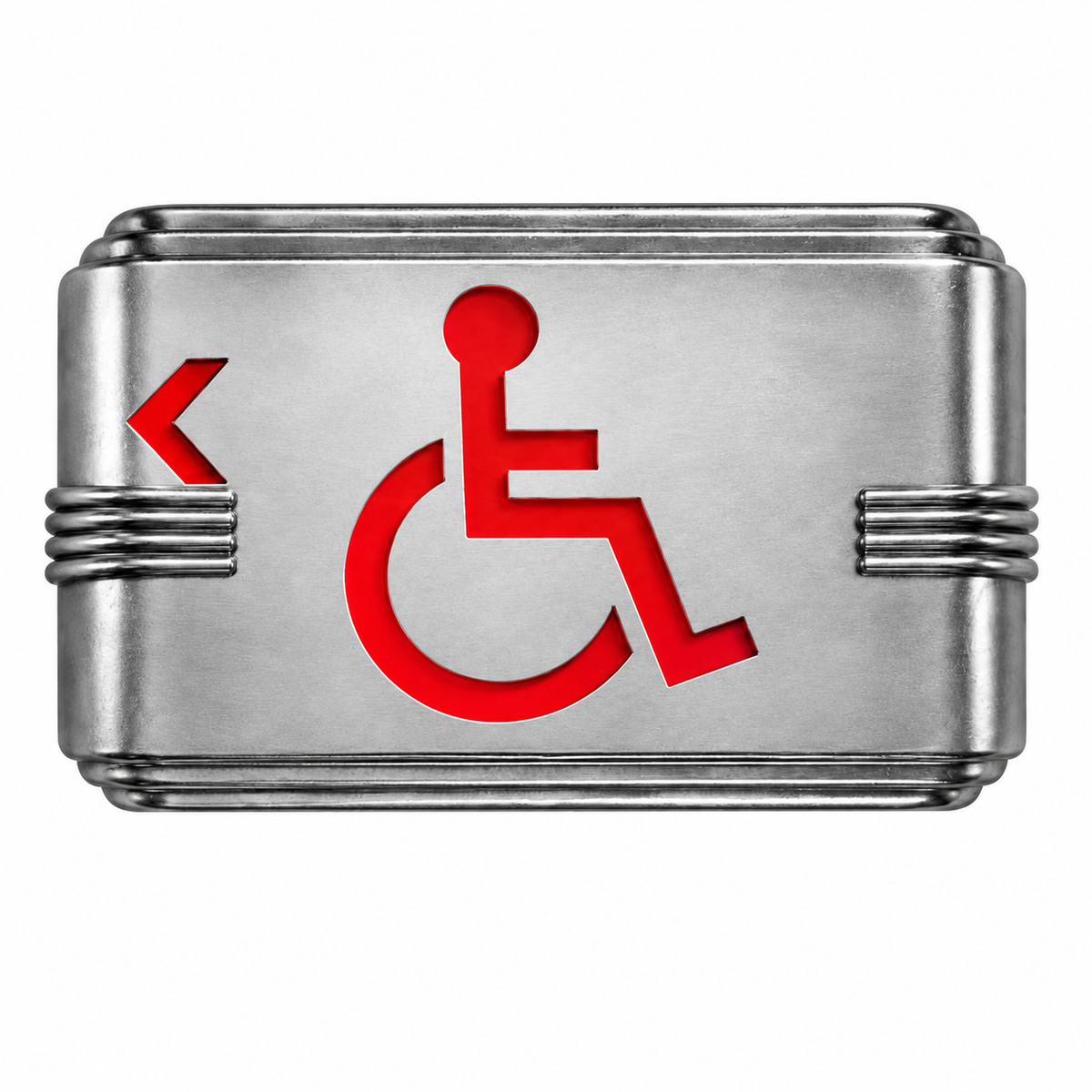 Hollywood Art Deco Alternative Signs — ADA Wheelchair / Silver / Wall Mount — isolated product view