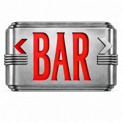 Hollywood Art Deco Alternative Signs — Bar / Silver / Wall Mount — isolated product view