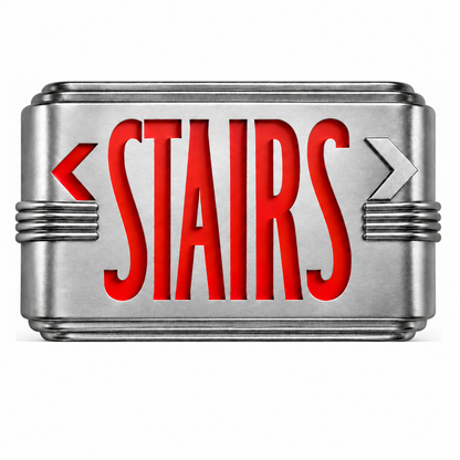 Hollywood Art Deco Alternative Signs — Stairs / Silver / Wall Mount — isolated product view
