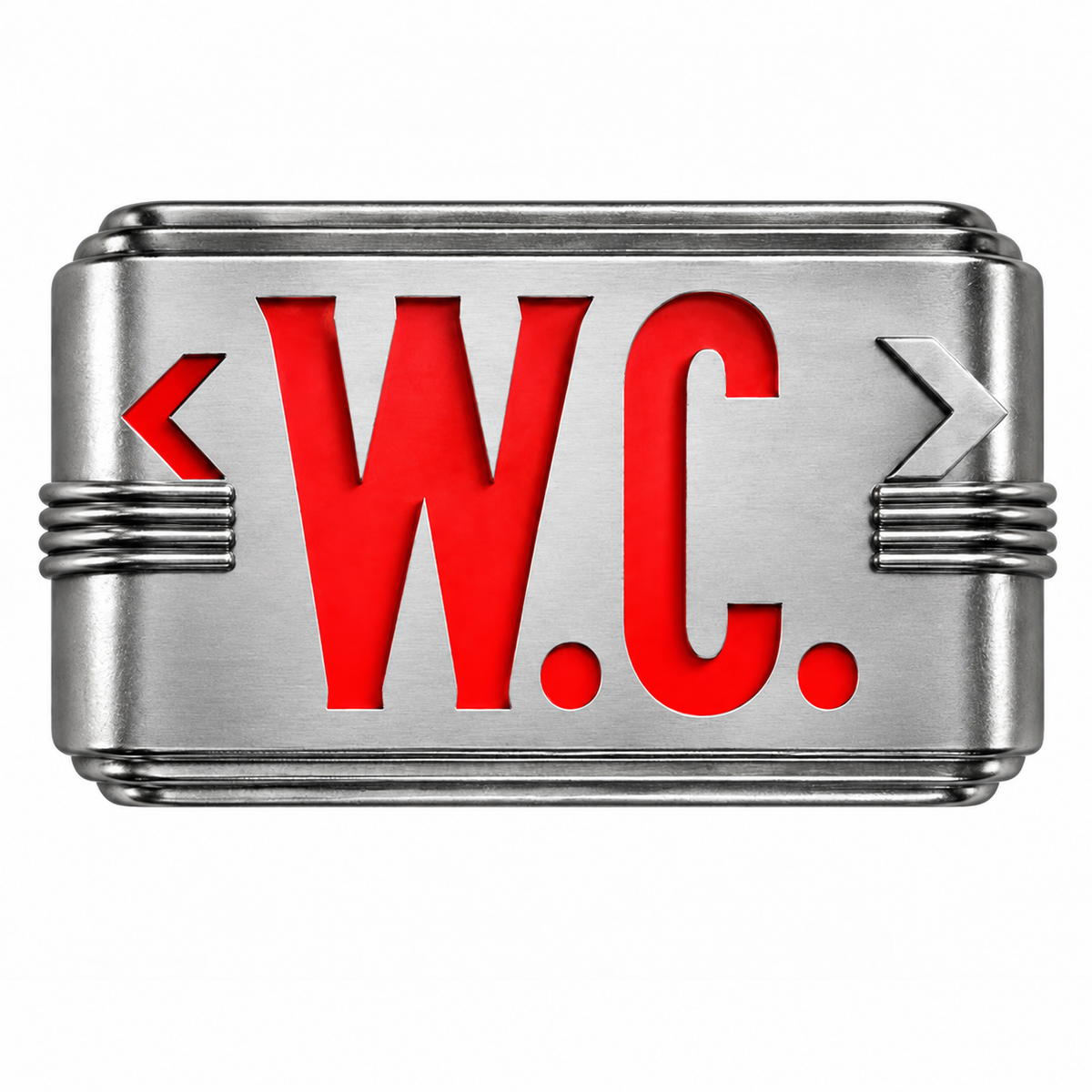 Hollywood Art Deco Alternative Signs — W.C. / Silver / Wall Mount — isolated product view