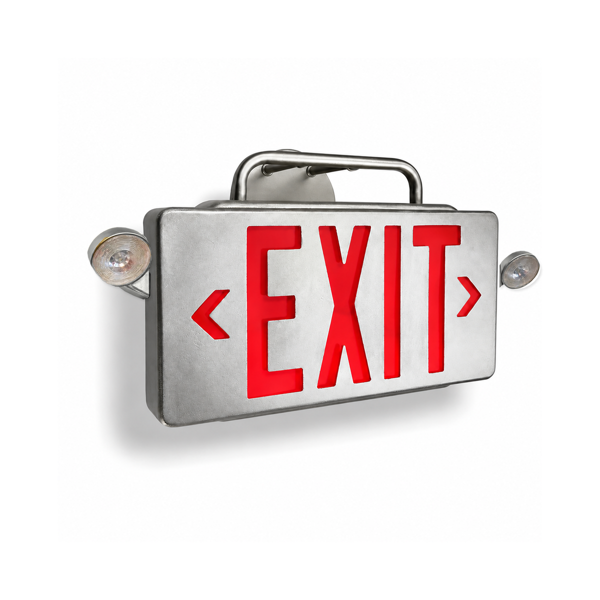 Emergency lights | 59704098455838 | Double Stanley Exit Sign | Silver / Red / Wall Mount