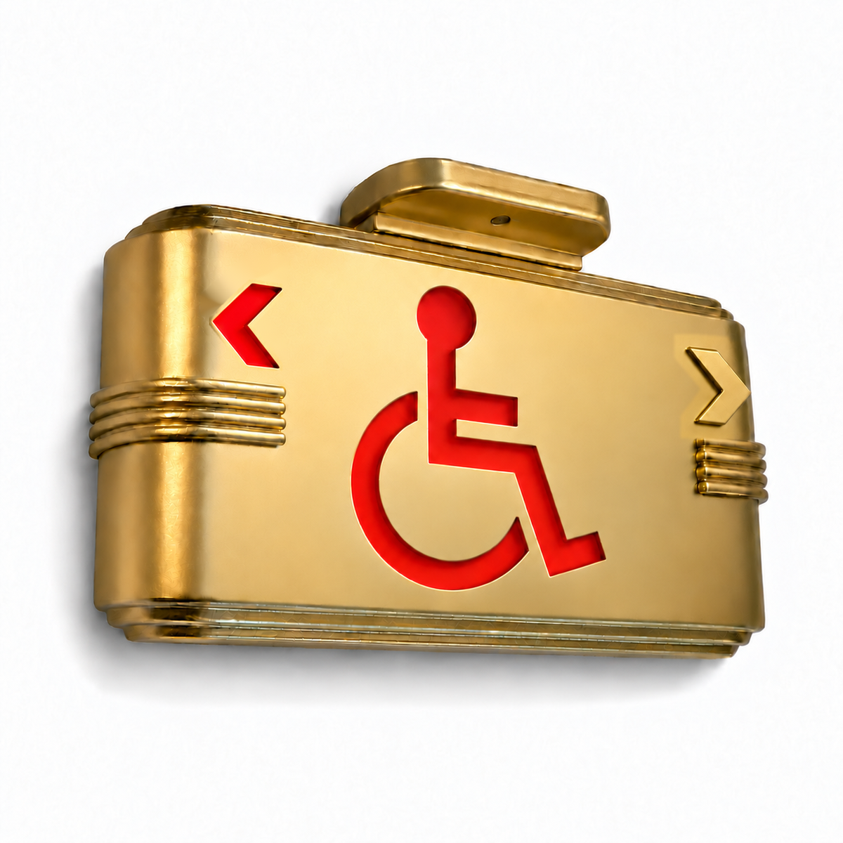 Hollywood Art Deco Alternative Signs — ADA Wheelchair / Gold / Ceiling Mount — isolated product view
