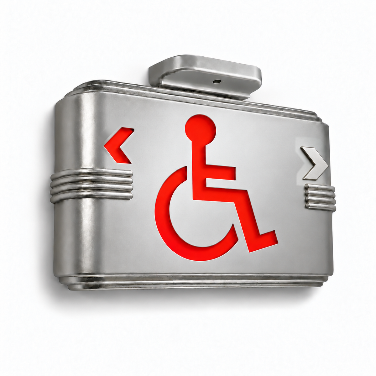 Hollywood Art Deco Alternative Signs — ADA Wheelchair / Silver / Ceiling Mount — isolated product view