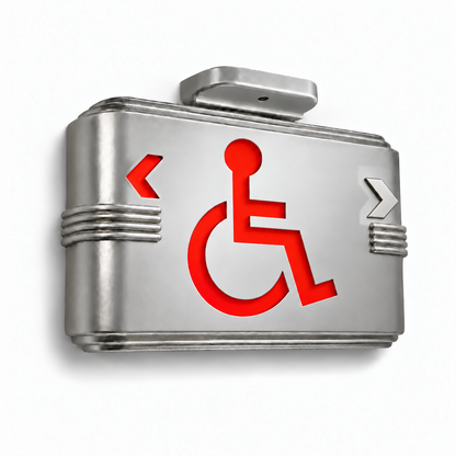 Hollywood Art Deco Alternative Signs — ADA Wheelchair / Silver / Ceiling Mount — isolated product view