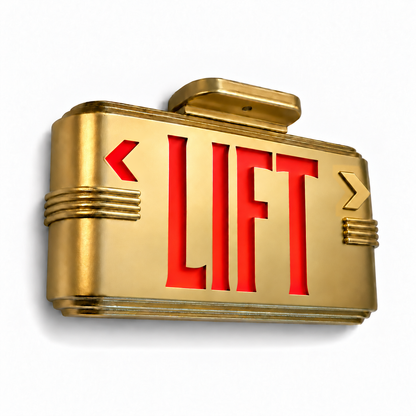 Hollywood Art Deco Alternative Signs — Lift / Gold / Ceiling Mount — isolated product view