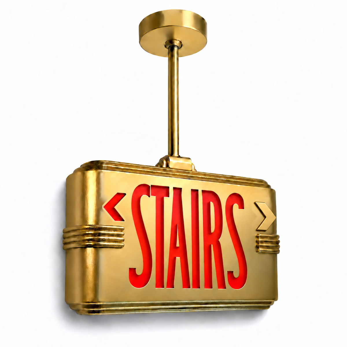 Hollywood Art Deco Alternative Signs — Stairs / Gold / Pendant Mount (Pendant sold seperatly) — isolated product view