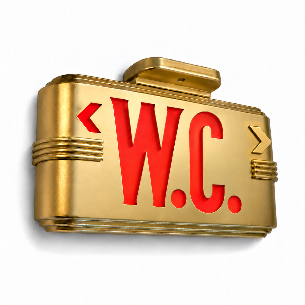 Hollywood Art Deco Alternative Signs — W.C. / Gold / Ceiling Mount — isolated product view