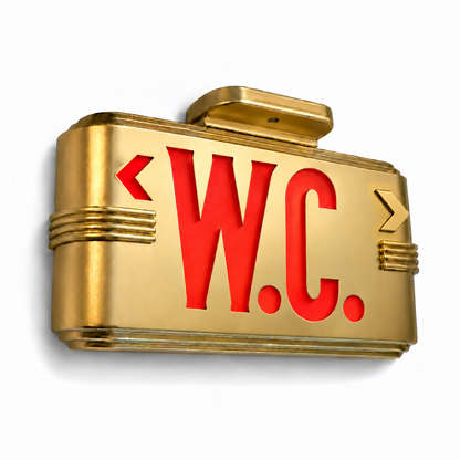 Hollywood Art Deco Alternative Signs — W.C. / Gold / Ceiling Mount — isolated product view