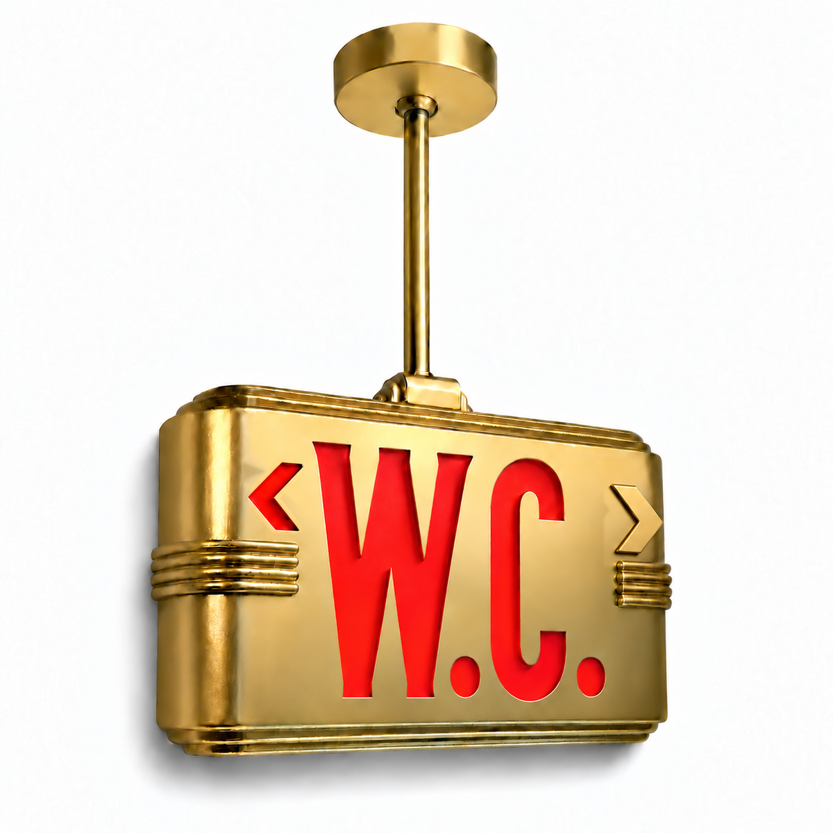 Hollywood Art Deco Alternative Signs — W.C. / Gold / Pendant Mount (Pendant sold seperatly) — isolated product view
