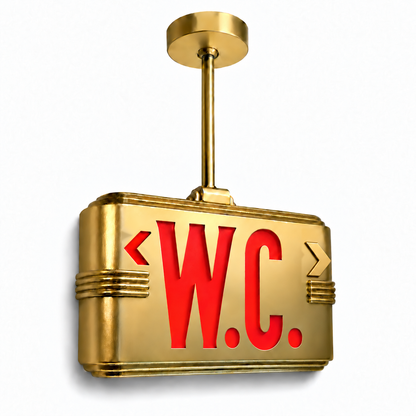 Hollywood Art Deco Alternative Signs — W.C. / Gold / Pendant Mount (Pendant sold seperatly) — isolated product view