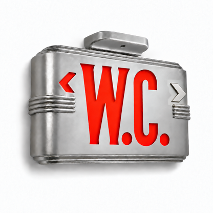 Hollywood Art Deco Alternative Signs — W.C. / Silver / Ceiling Mount — isolated product view