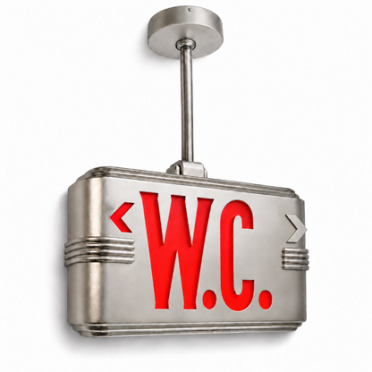 Hollywood Art Deco Alternative Signs — W.C. / Silver / Pendant Mount (Pendant sold seperatly) — isolated product view