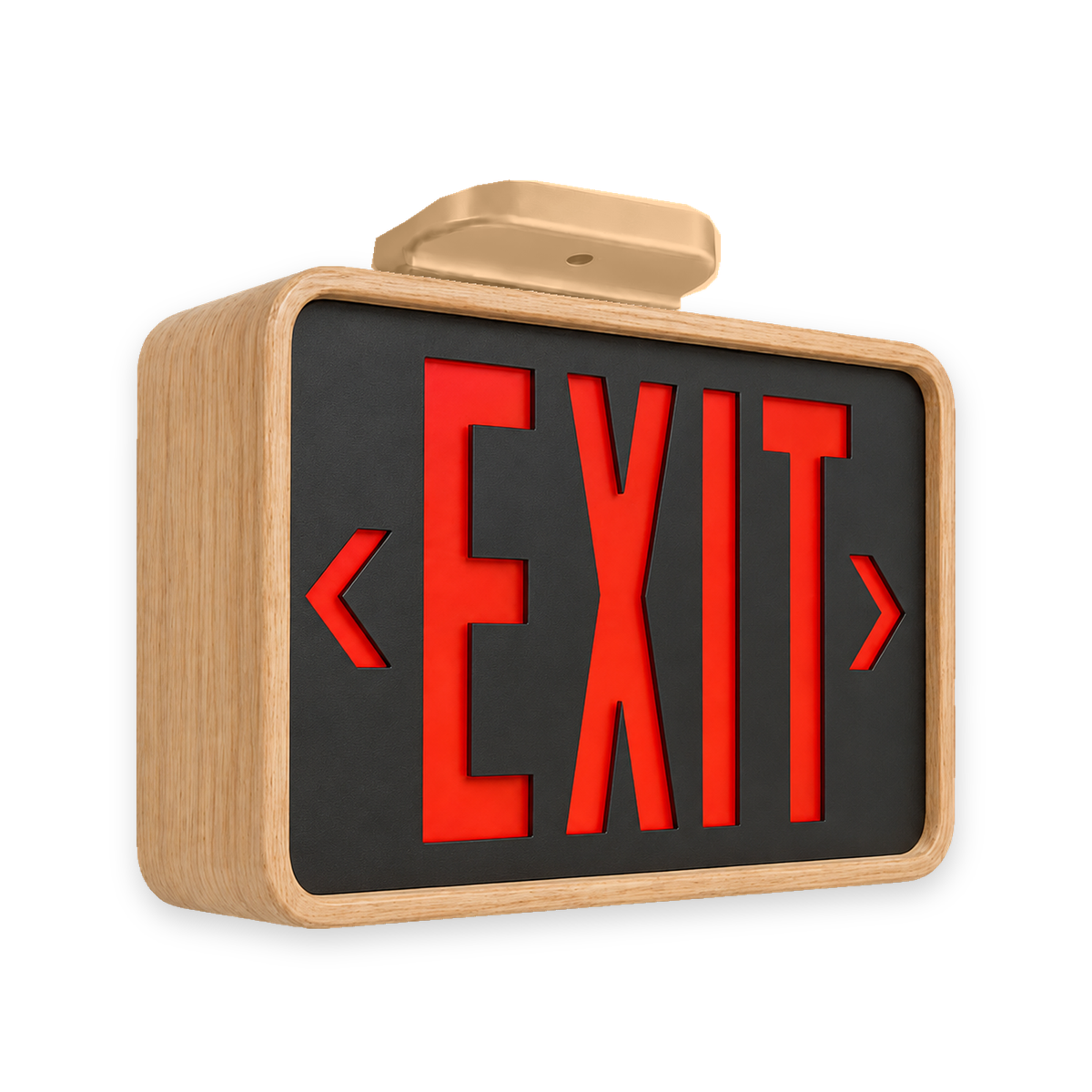 Ray Bern Exit Sign — Teak / Ceiling / Black — isolated product view