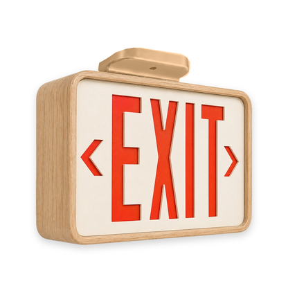 Ray Bern Exit Sign — Teak / Ceiling / White — isolated product view