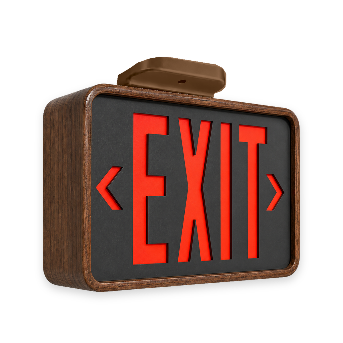 Ray Bern Exit Sign — Walnut / Ceiling / Black — isolated product view