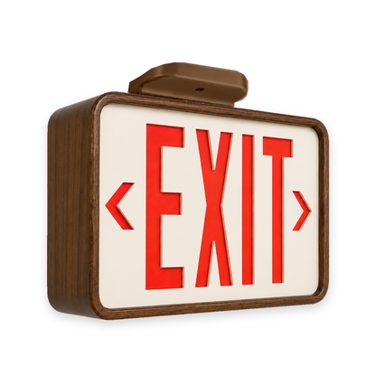 Ray Bern Exit Sign — Walnut / Ceiling / White — isolated product view