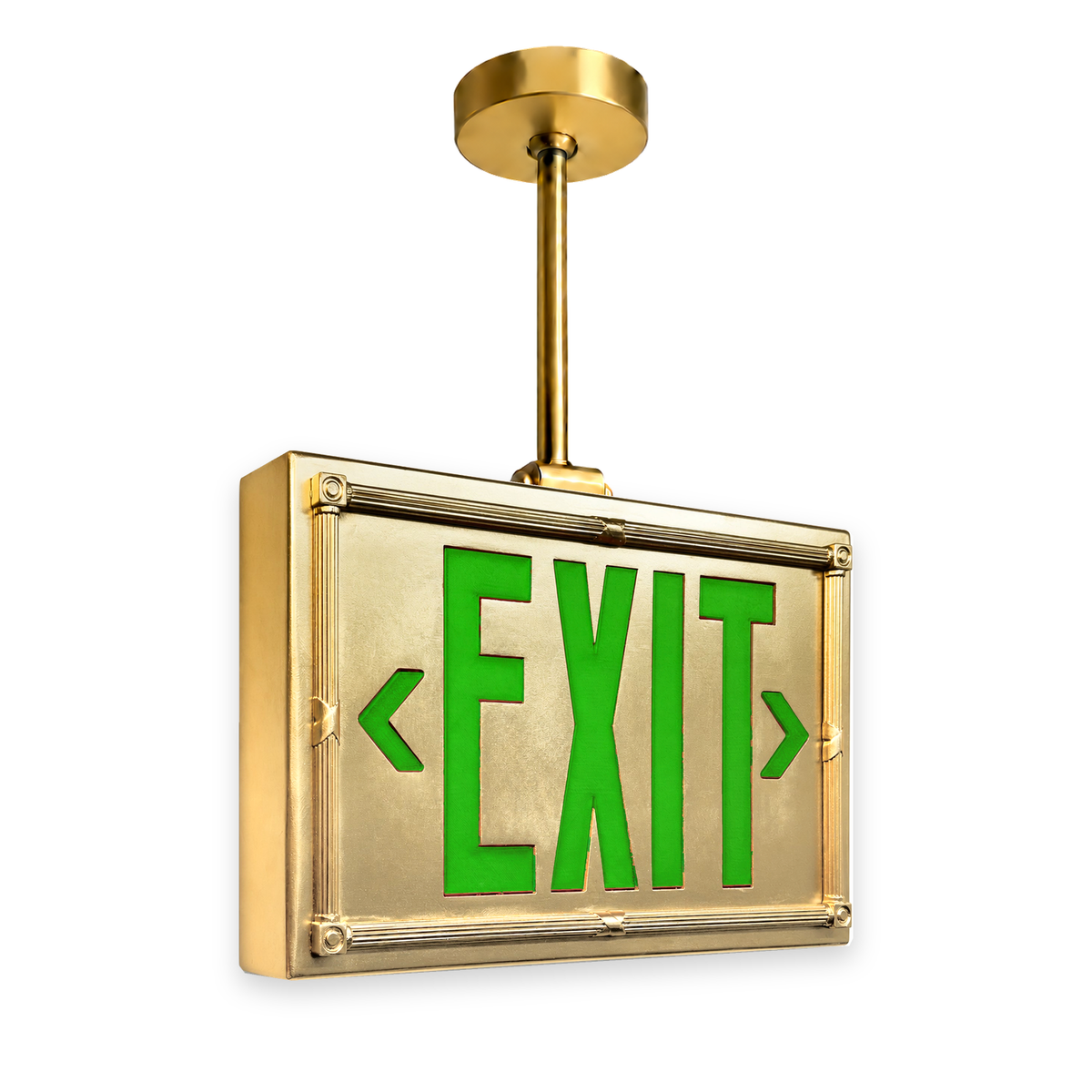 Vintage 20’s Theatre Exit Sign — Gold / Pendant Mount (Pendant sold seperatly) / Green — isolated product view