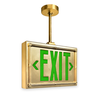 Vintage 20’s Theatre Exit Sign — Gold / Pendant Mount (Pendant sold seperatly) / Green — isolated product view