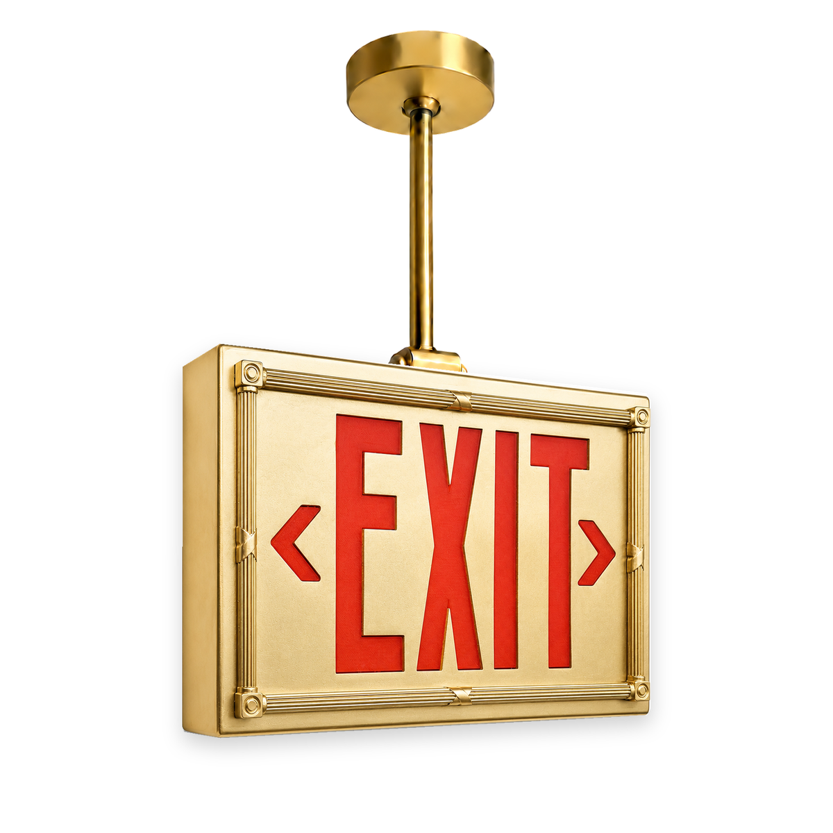 Vintage 20’s Theatre Exit Sign — Gold / Pendant Mount (Pendant sold seperatly) / Red — isolated product view