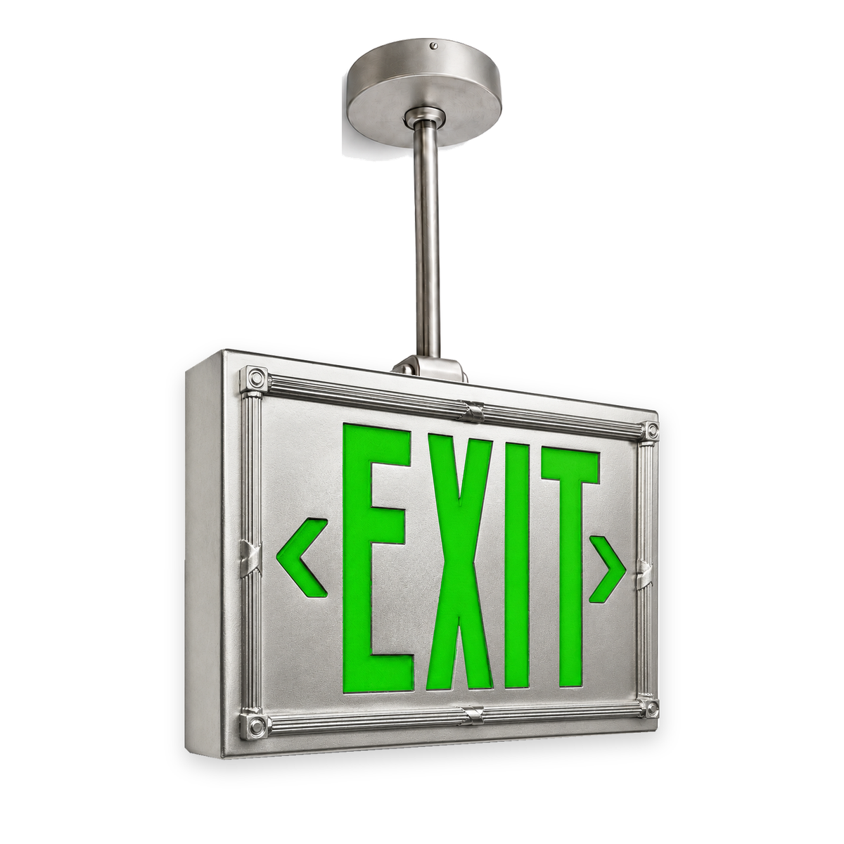 Vintage 20’s Theatre Exit Sign — Silver / Pendant Mount (Pendant sold seperatly) / Green — isolated product view