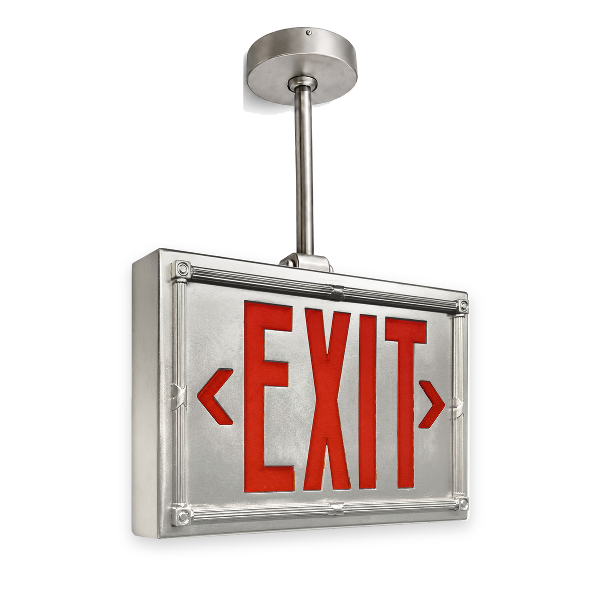 Vintage 20’s Theatre Exit Sign — Silver / Pendant Mount (Pendant sold seperatly) / Red — isolated product view