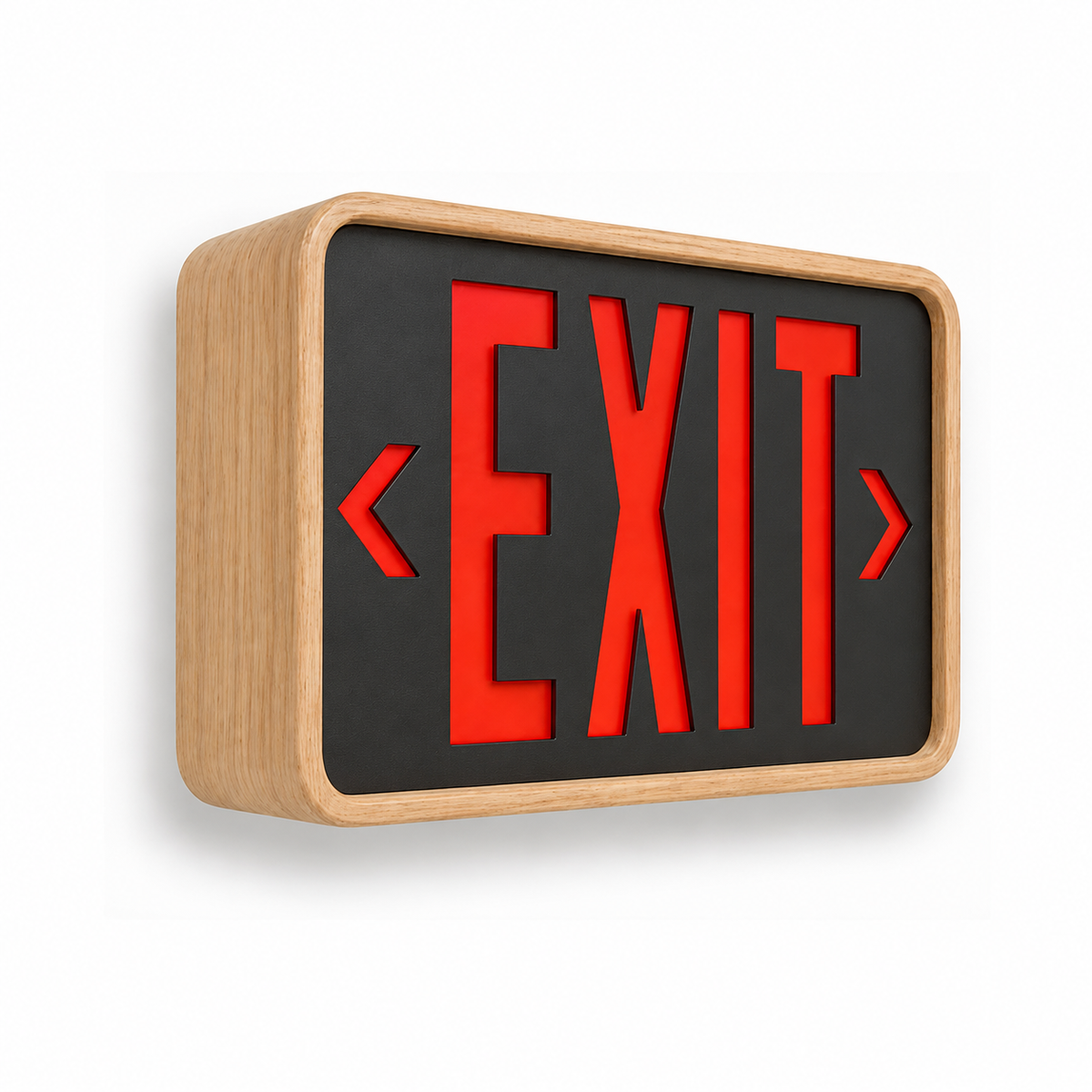 Ray Bern - Eames Inspired Exit Sign — Teak / Wall / Black — isolated product view