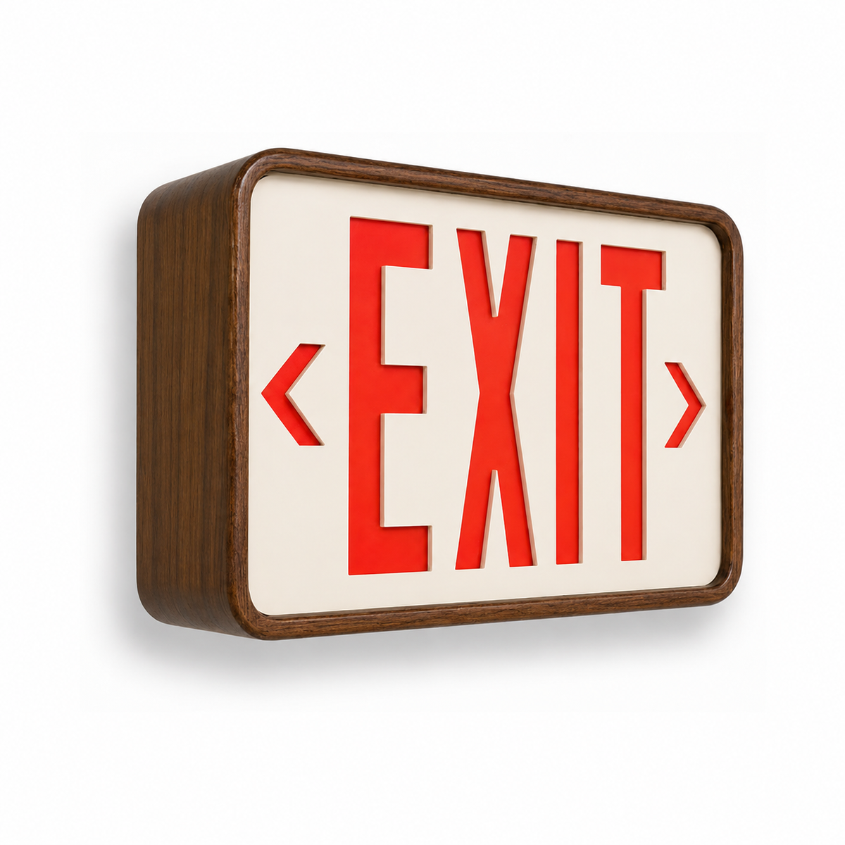 Ray Bern - Eames Inspired Exit Sign — Walnut / Wall / White — isolated product view