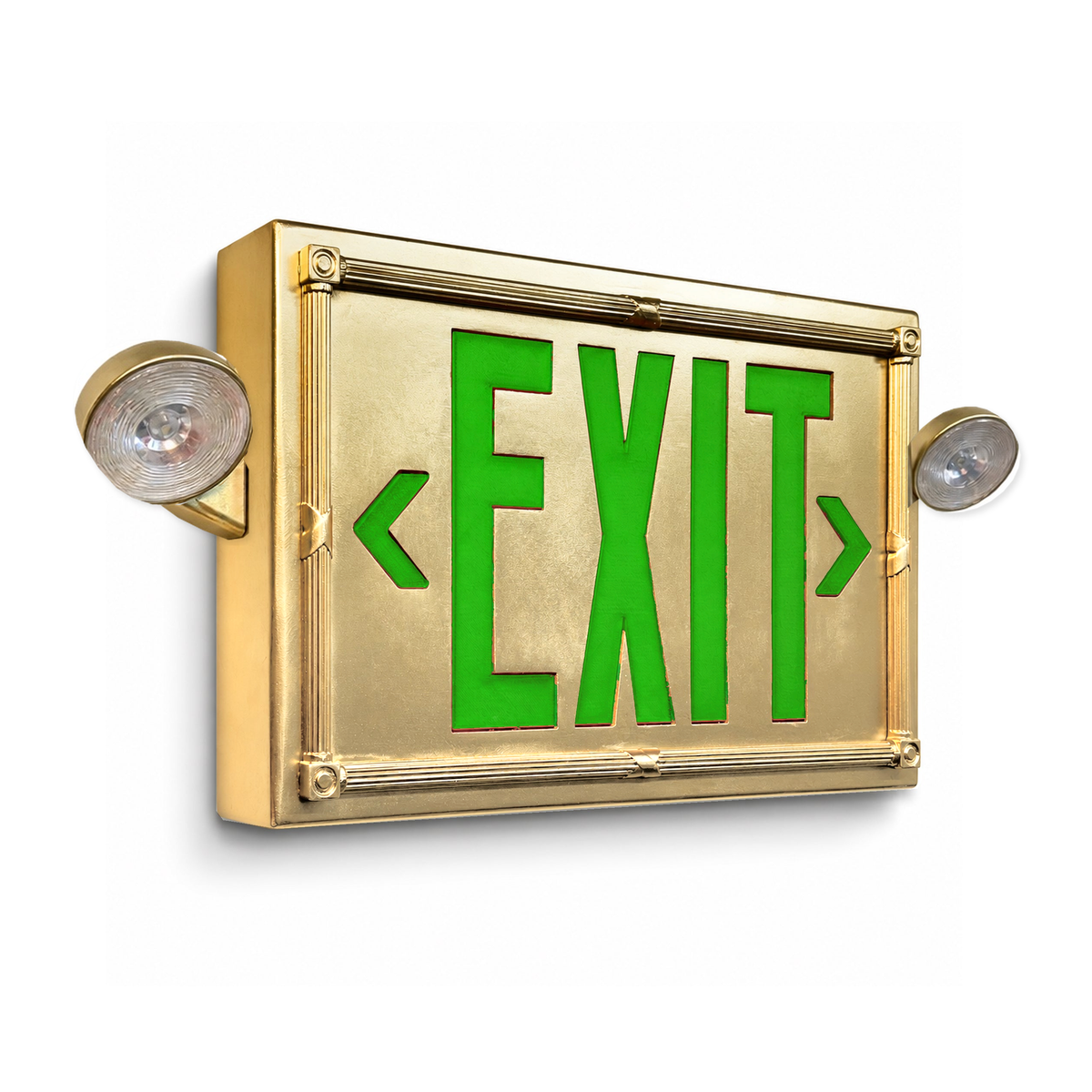Emergency lights | 50253986922782 | Vintage 20's Theatre Exit Sign | Gold / Wall Mount / Green