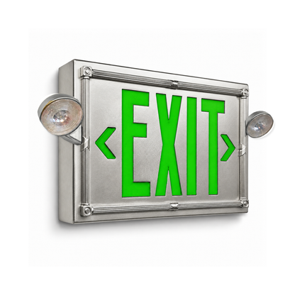 Emergency lights | 50253986955550 | Vintage 20's Theatre Exit Sign | Silver / Wall Mount / Green